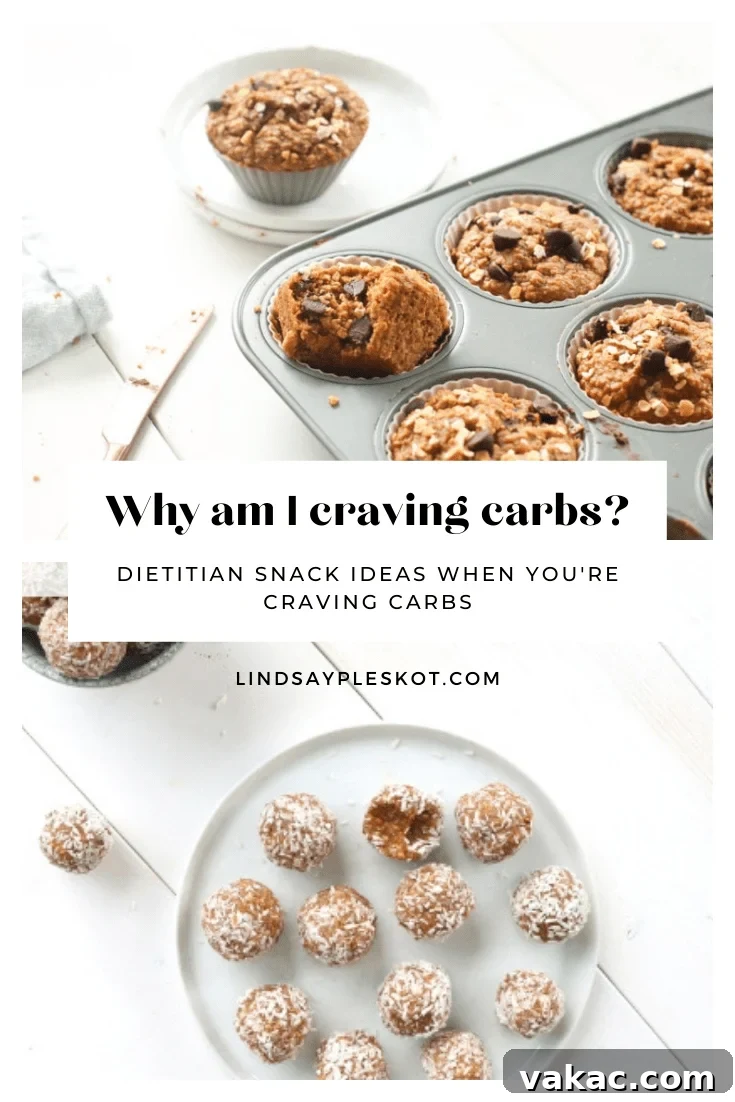 Decoding Your Carb Cravings 3 Two images of healthy snack ideas under the text asking, "Why Am I Craving Carbs?"