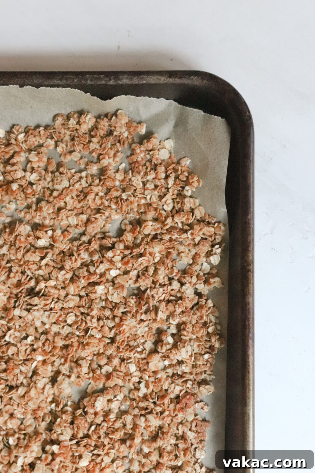 A close-up of baked oat crusts ready for the peanut butter filling.
