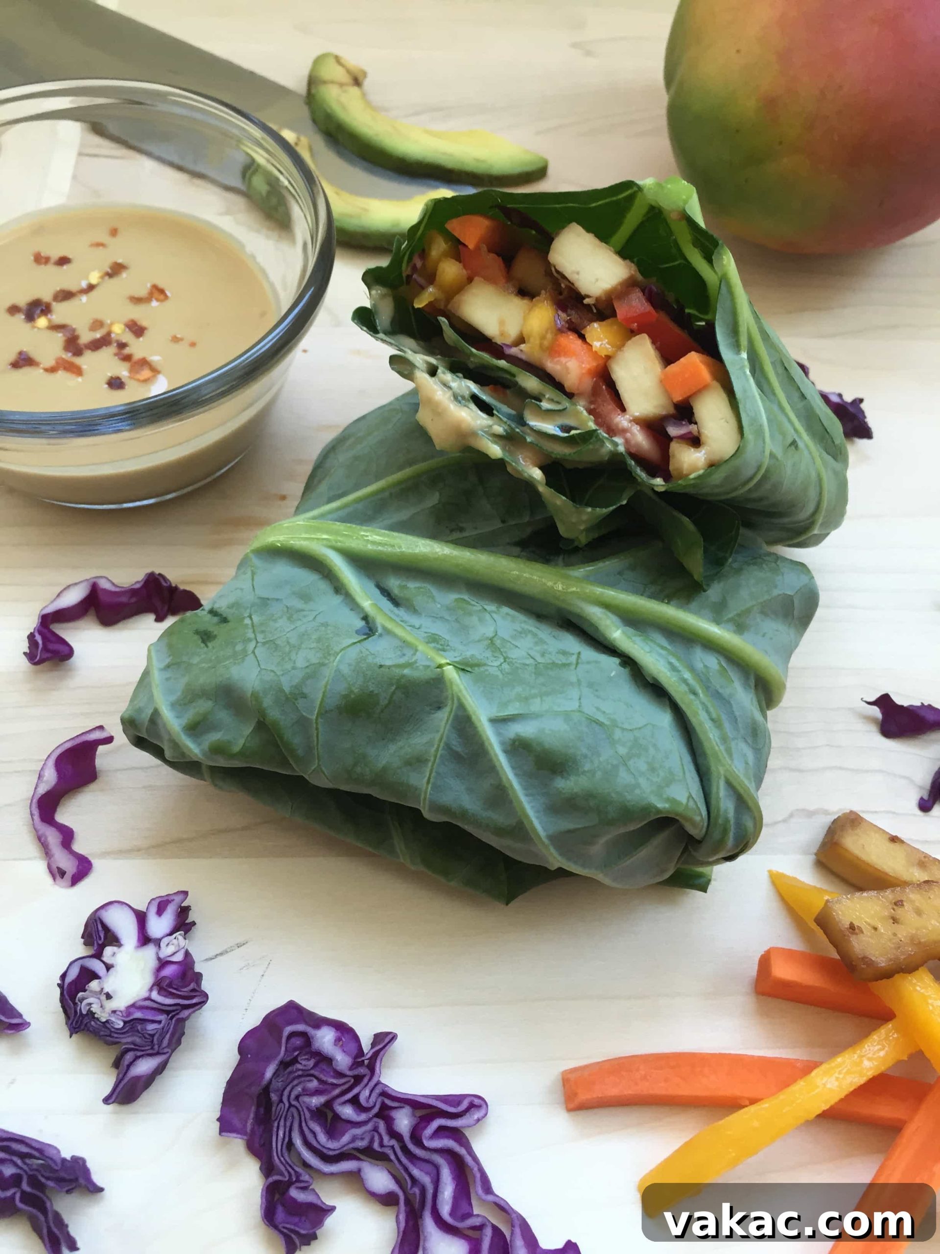 Spicy Peanut Tofu Collard Wraps 2 Delicious Tofu Stuffed Collard Green Wraps