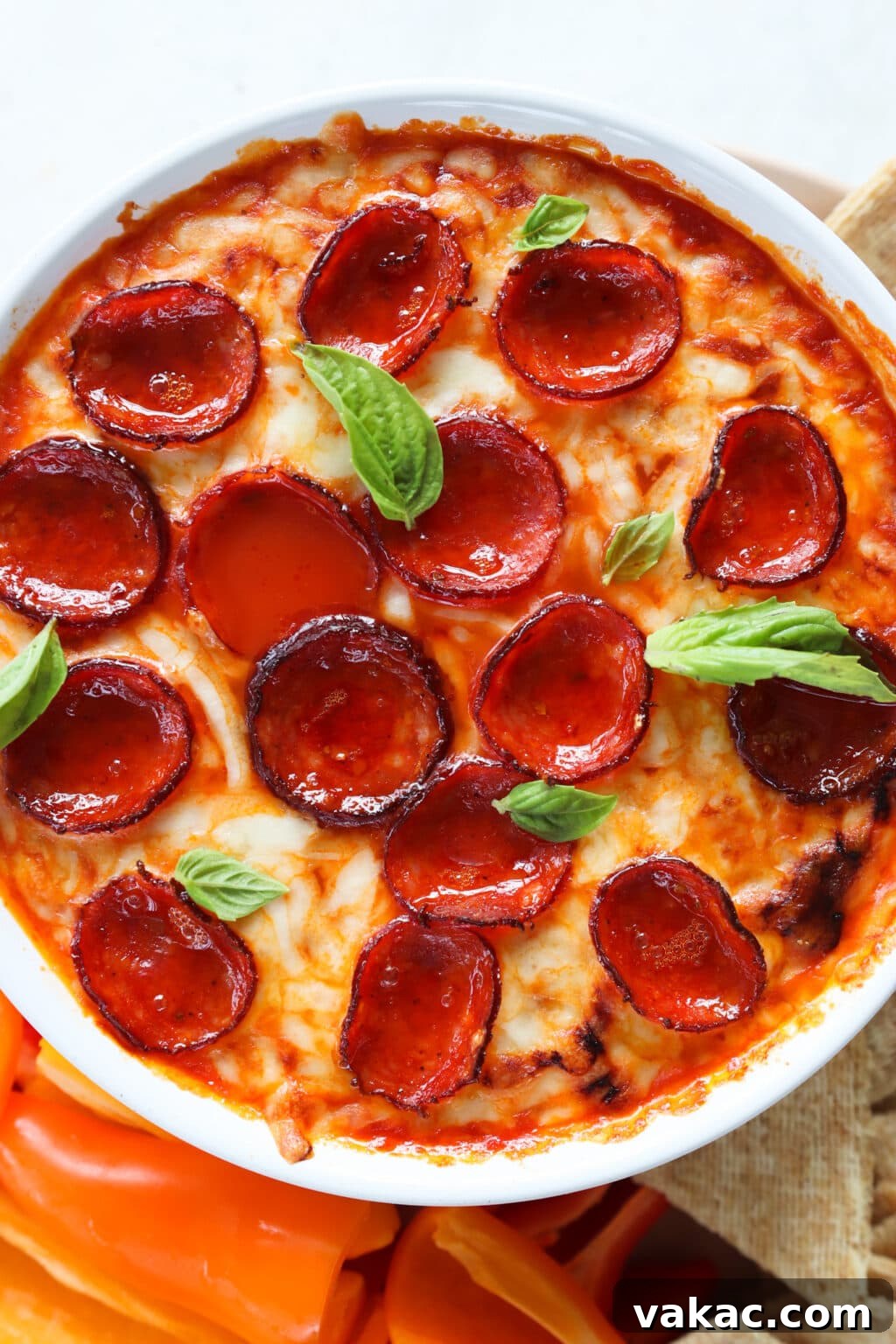 Speedy Cottage Cheese Pizza Dip Bake 7 Quick Baked Cottage Cheese Pizza Bowl Dip in a white dish