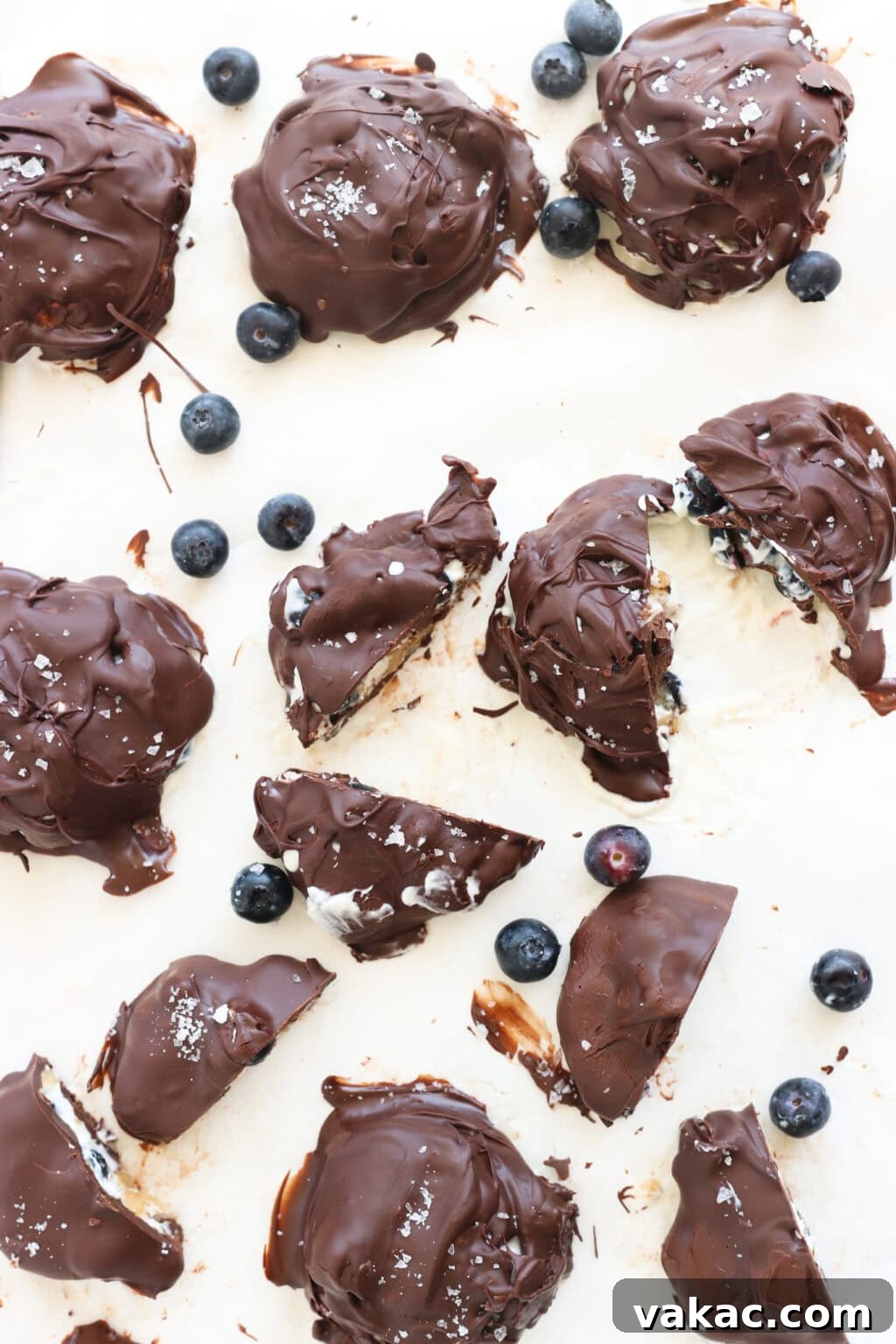 Effortless High-Protein Frozen Greek Yogurt Blueberry Bites 7 A plate of Frozen Blueberry Greek Yogurt Clusters