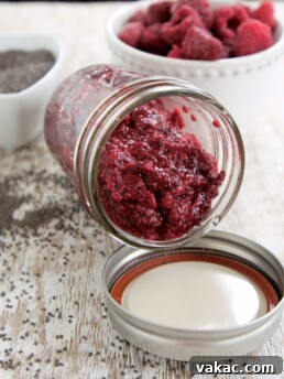 Raspberry Chia Seed Jam in a jar