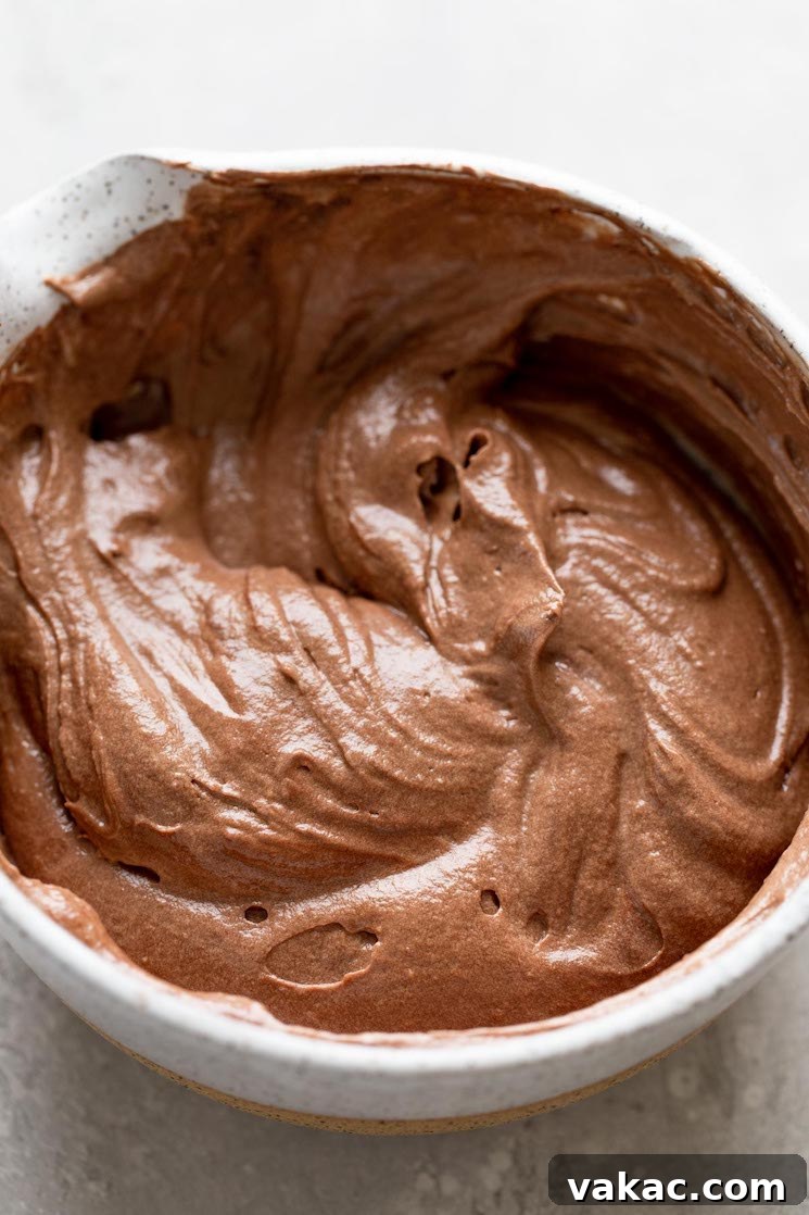 Marbled Perfection 5 Chocolate cake batter in a mixing bowl.