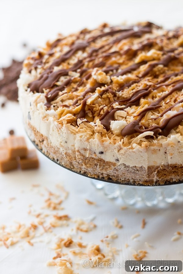 Over 20 No-Bake Treats to Beat the Summer Heat 4 Samoa Ice Cream Cake, inspired by the classic Girl Scout cookie, perfect for summer