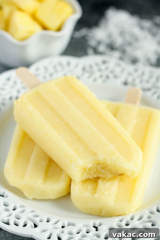 Coconut Pineapple Ice Pops - Popsicles in molds