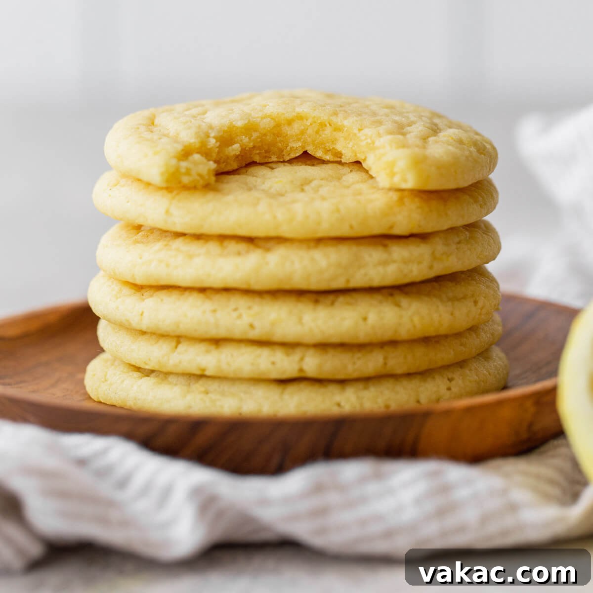 Tangy Lemon Delights 8 A stack of golden lemon cookies