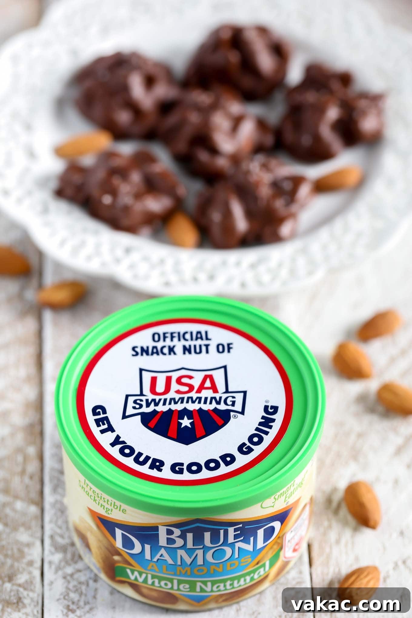 A closer look at a batch of homemade Chocolate Espresso Almond Clusters, showcasing their rich texture and the almonds within, ideal for an easy dessert or snack.
