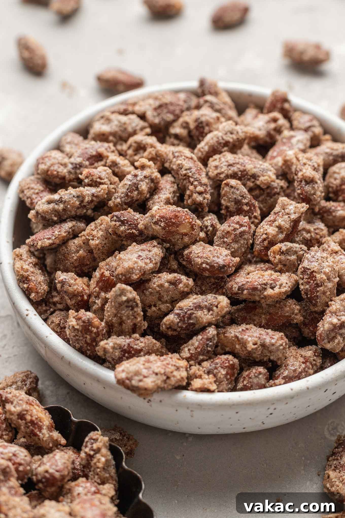 Sugar-Kissed Almonds 10 A large bowl of candied almonds.