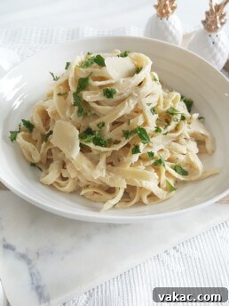 Cauliflower Fettuccini Alfredo with prawns