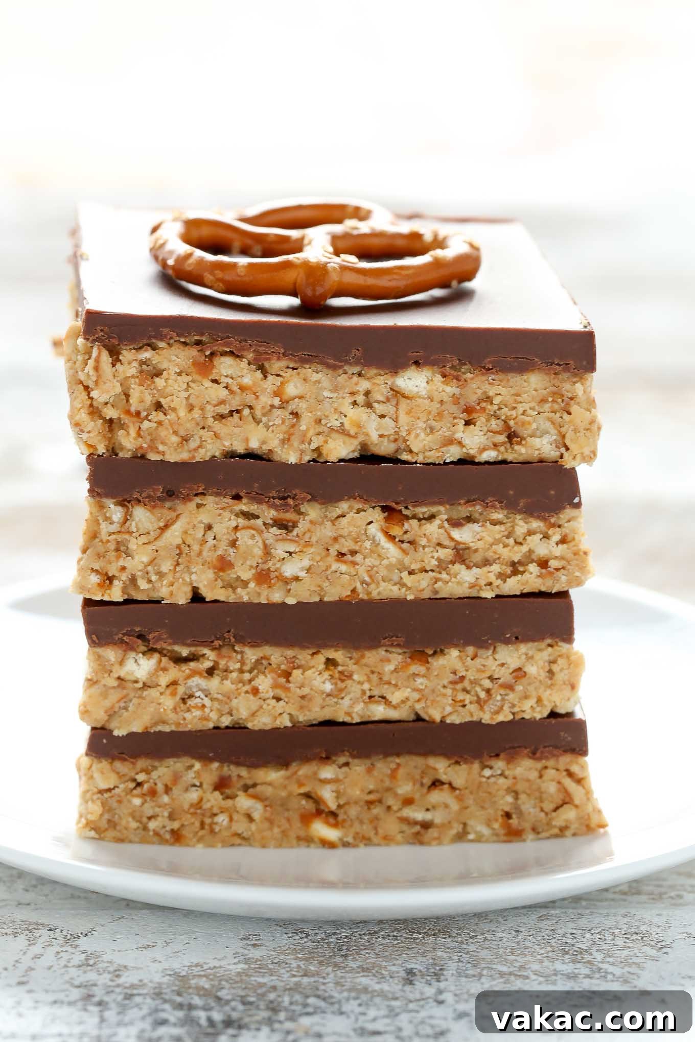 Delicious No-Bake Peanut Butter Pretzel Bars, a perfect sweet and salty dessert made with just five ingredients.
