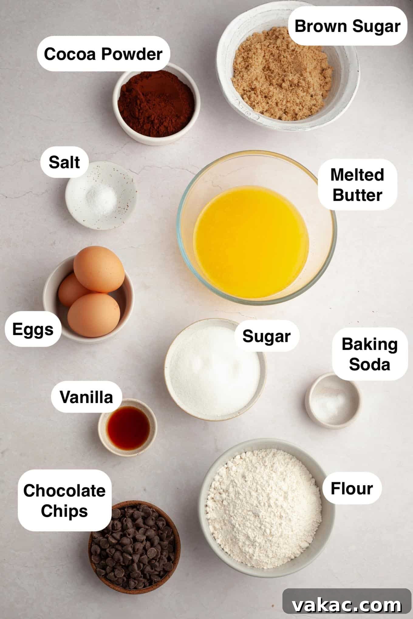 An overhead view of the ingredients needed to make brookies.