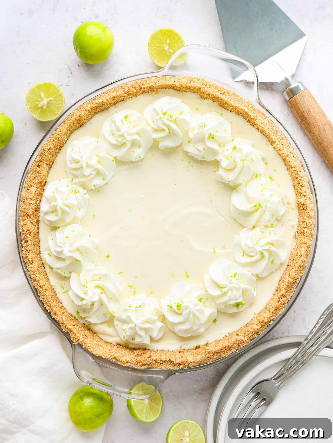 Sunshine Key Lime Bliss 2 A no bake key lime pie garnished with zest and whipped cream.