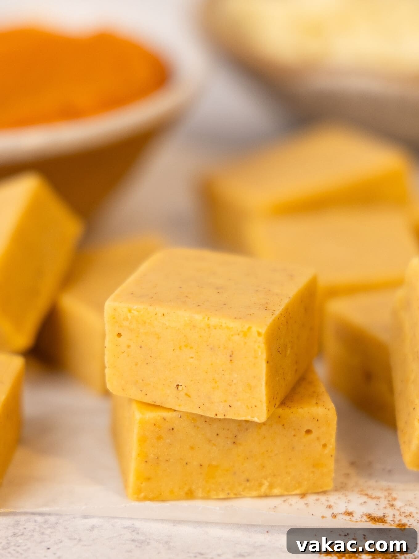 Spiced Pumpkin Fudge 8 Slices of pumpkin fudge.