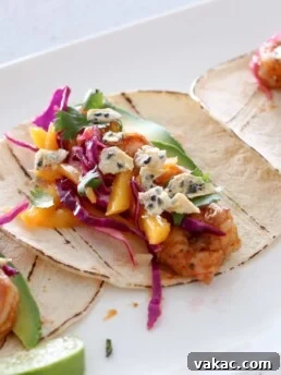 Shrimp and Dragon Fruit Street Tacos, a tropical and healthy meal idea.