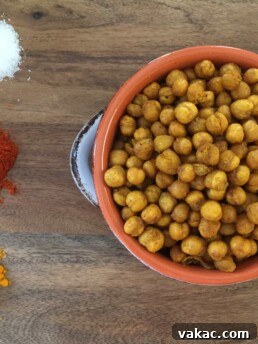 Crispy Baked Curried Chickpeas in a Bowl