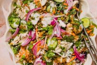 Bang Bang Chicken Salad with Crispy Rice Crunch