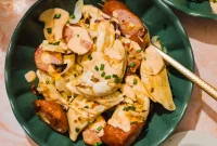 Sheet Pan Kielbasa and Pierogies from Frozen to Crispy